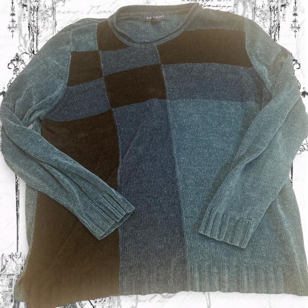 Karen-scott Men's Blue and Green Jumper